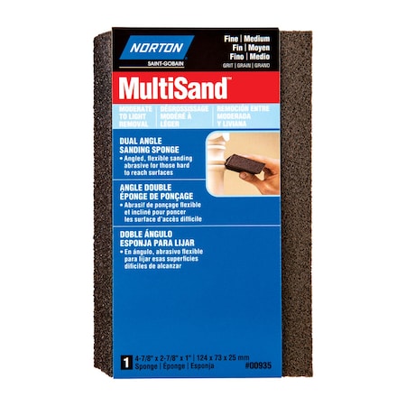 Norton Abrasives Norton 4.875 in. L X 2.88 in. W X 1 in. 80/120 Grit Fine/Medium Dual Angle Sanding Sponge 07660700935
